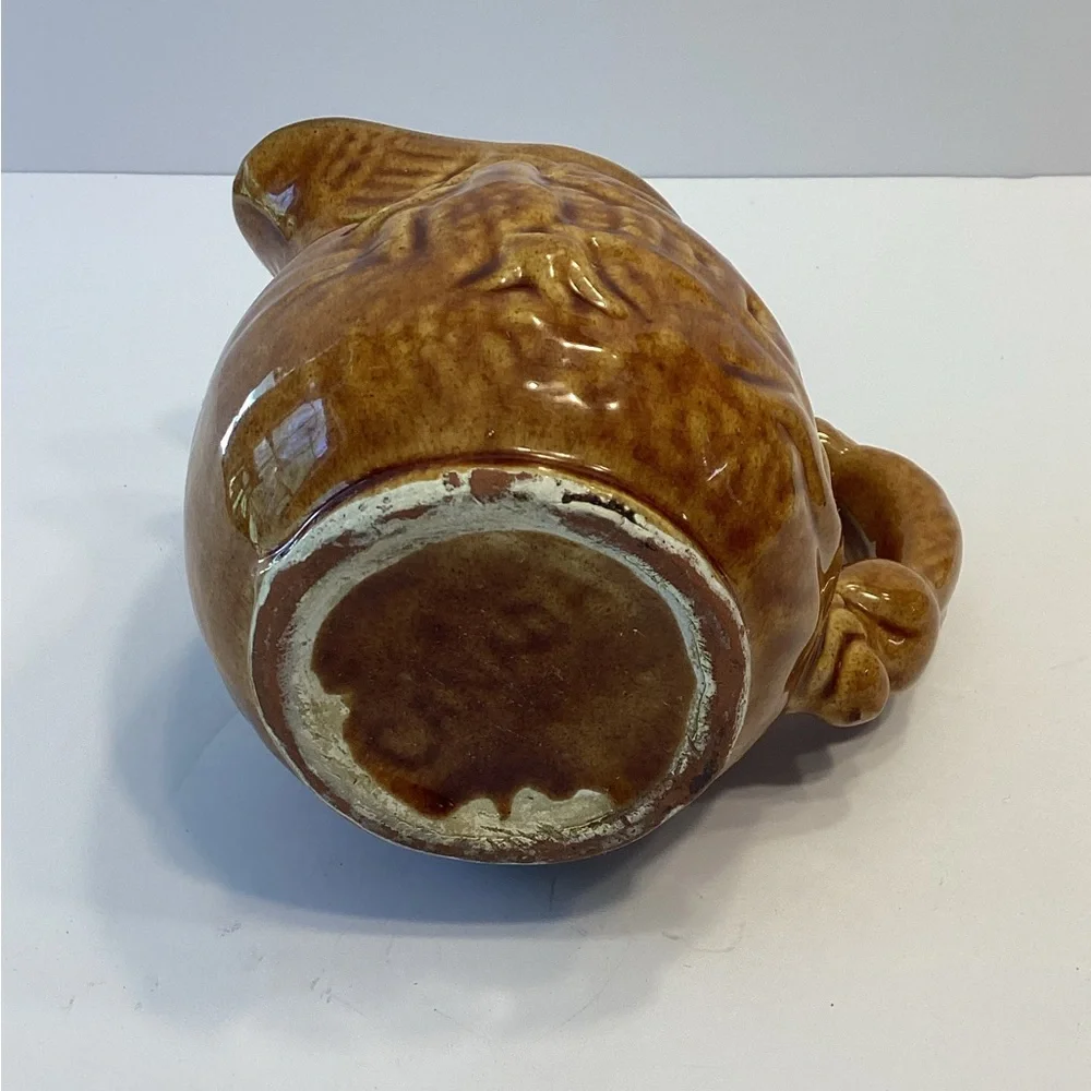 Vintage Canada Brown Glaze Stoneware Pottery Pitcher Syrup Jug Souvenir Lake NH - Picture 5 of 6